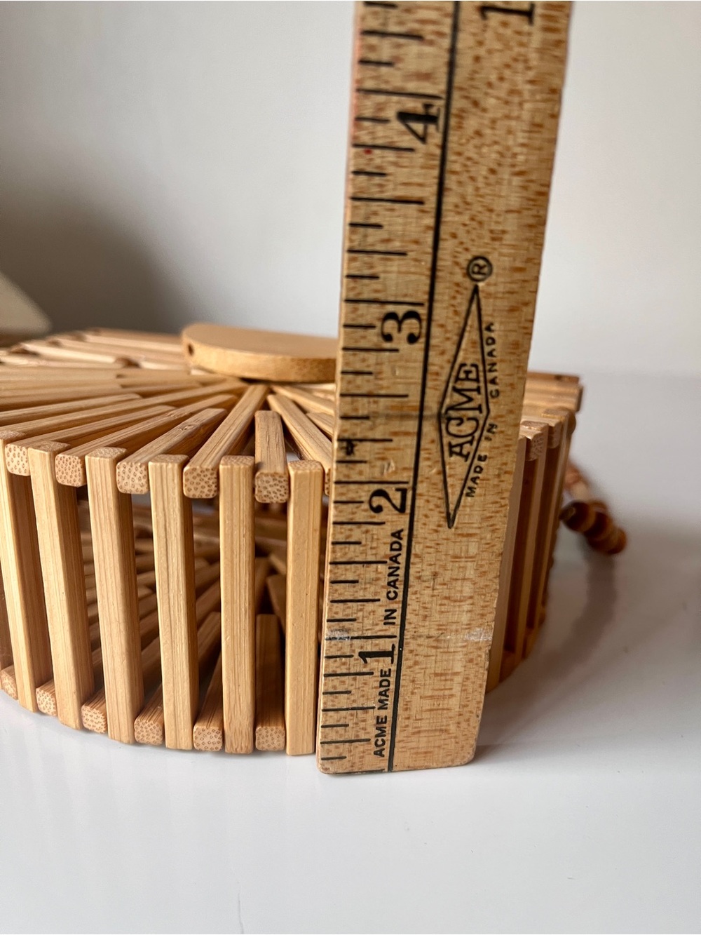 Bamboo Ark Style Crossbody Mini Purse with Wood Bead Strap - Picture 6 of 7